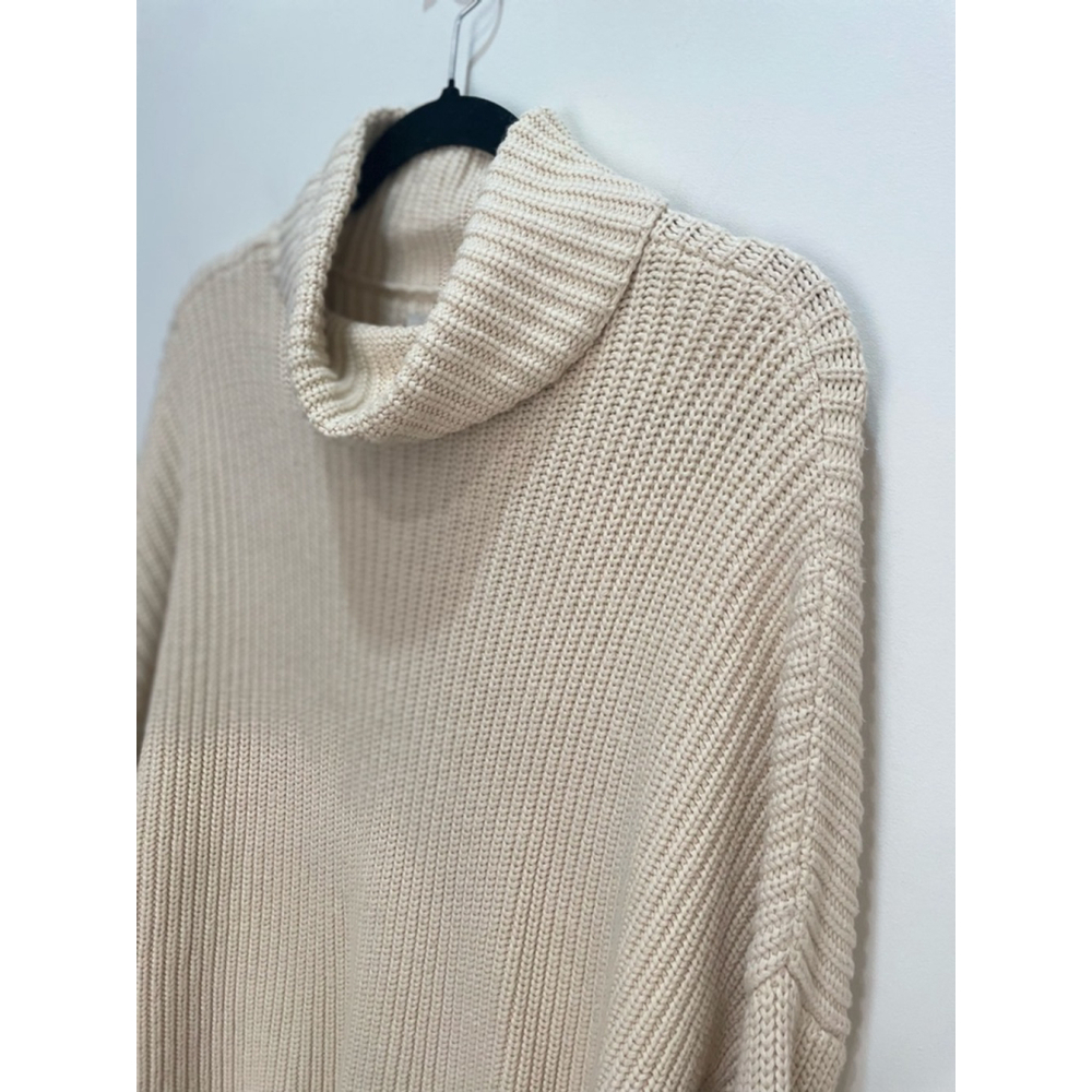 Abercrombie & Fitch Ribbed Cowl Neck Chunky Knit Cotton Sweater XL Old Money - Picture 3 of 8